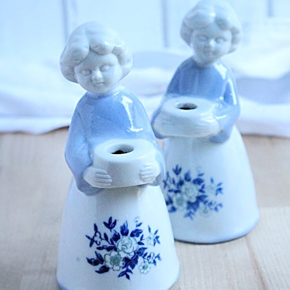 Vintage Lilienthal Porcelain Swedish Girls Candle Holders/Set of 2